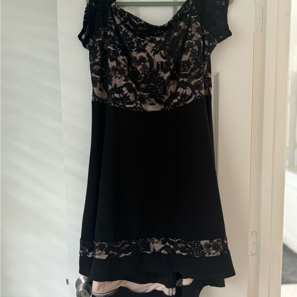 Formal/semi formal black/lace high low dress